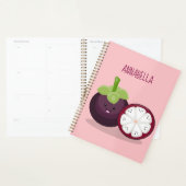 Cute paarse mangosteen cartoon afbeelding planner (Display)