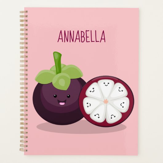 Cute paarse mangosteen cartoon afbeelding planner (Voorkant)