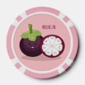 Cute paarse mangosteen cartoon afbeelding poker chips (Achterkant)