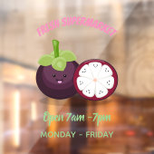 Cute paarse mangosteen cartoon afbeelding raamsticker (Vel 2)