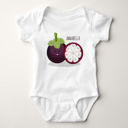 Cute paarse mangosteen cartoon afbeelding romper (Voorkant)