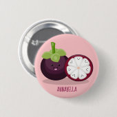 Cute paarse mangosteen cartoon afbeelding ronde button 5,7 cm (Voorkant /achterkant)