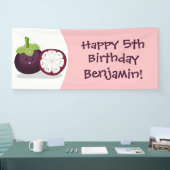 Cute paarse mangosteen cartoon afbeelding spandoek (Beurs)