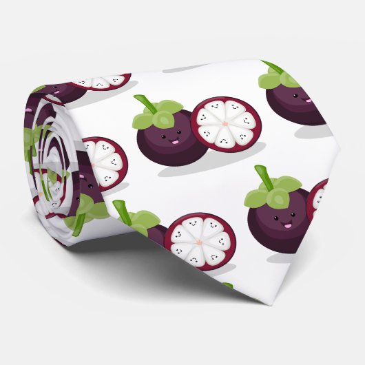 Cute paarse mangosteen cartoon afbeelding stropdas (Opgerold)