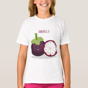 Cute paarse mangosteen cartoon afbeelding t-shirt
