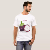 Cute paarse mangosteen cartoon afbeelding t-shirt (Voorkant volledig)