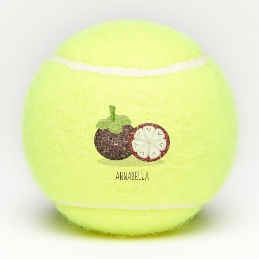 Cute paarse mangosteen cartoon afbeelding tennisballen (Achterkant)