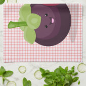 Cute paarse mangosteen cartoon afbeelding theedoek (Gevouwen)