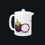 Cute paarse mangosteen cartoon afbeelding theepot<br><div class="desc">Deze schattige paarse mangosteen is getekend in leuke cartoon illustratiemodus. Veel tropische fruitplezier!</div>