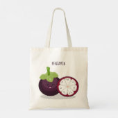Cute paarse mangosteen cartoon afbeelding tote bag (Achterkant)