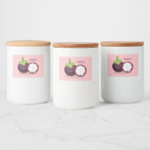 Cute paarse mangosteen cartoon afbeelding voedselcontainer etiket (Flessen)