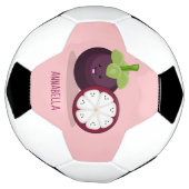 Cute paarse mangosteen cartoon afbeelding voetbal (Gedraaid)