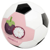 Cute paarse mangosteen cartoon afbeelding voetbal (Drie kwart)