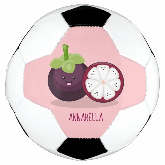 Cute paarse mangosteen cartoon afbeelding voetbal (Voorkant)