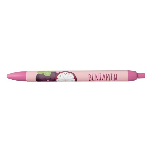 Cute paarse mangosteen cartoon afbeelding zwarte inkt pen (Voorkant)