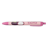 Cute paarse mangosteen cartoon afbeelding zwarte inkt pen (Bodem)