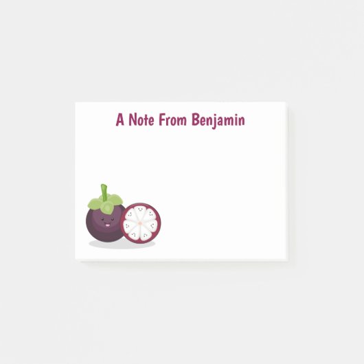 Cute paarse mangosteen cartoon illustratie post-it® notes (Voorkant)