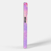 Cute paarse marmer glitter monogram Case-Mate iPhone case (Achterkant / Rechts)