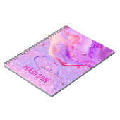 Cute paarse marmer glitter monogram notitieboek (Linkerzijde)