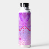 Cute paarse marmer glitter monogram waterfles (Links)
