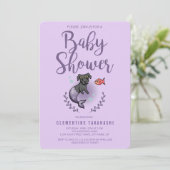 Cute Paarse Mermaid Dog Baby shower Kaart (Staand voorkant)