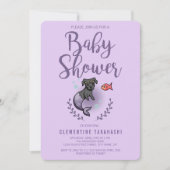 Cute Paarse Mermaid Dog Baby shower Kaart (Voorkant)