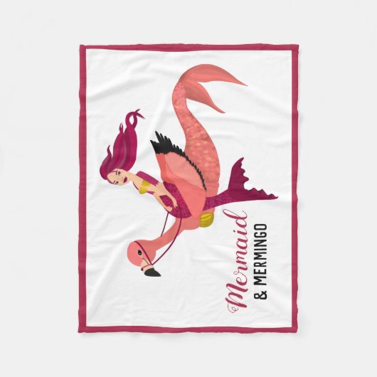 Cute Paarse Mermaid en Flamingo Girly Best Friend Fleece Deken (Voorkant)