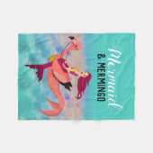 Cute Paarse mermaid roze flamingo under Zee Fleece Deken (Voorkant (Horizontaal))