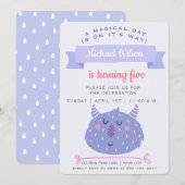 Cute Paarse Monster | Kinderen van Birthday Kaart (Voorkant / Achterkant)