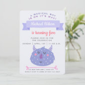 Cute Paarse Monster | Kinderen van Birthday Kaart (Staand voorkant)