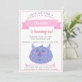 Cute Paarse Monster | Monster Bash Girls Birthday Kaart (Staand voorkant)