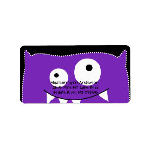 CUTE Paarse Monster Return Address Label