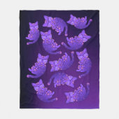 Cute Paarse Neon Kitten Group Fleece Deken (Voorkant)