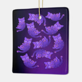 Cute Paarse Neon Kitten Group Keramisch Ornament (Links)