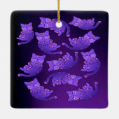 Cute Paarse Neon Kitten Group Keramisch Ornament (Achterkant)