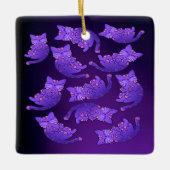 Cute Paarse Neon Kitten Group Keramisch Ornament (Voorkant)