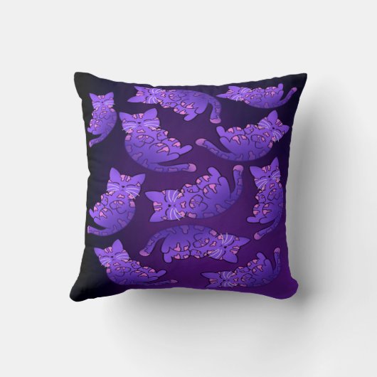 Cute Paarse Neon Kitten Group Kussen (Achterkant)