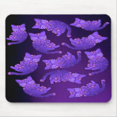 Cute Paarse Neon Kitten Group Muismat (Voorkant)