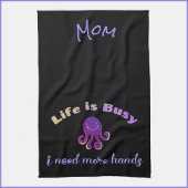 Cute Paarse Octopus LIFE IS BUSY Theedoek