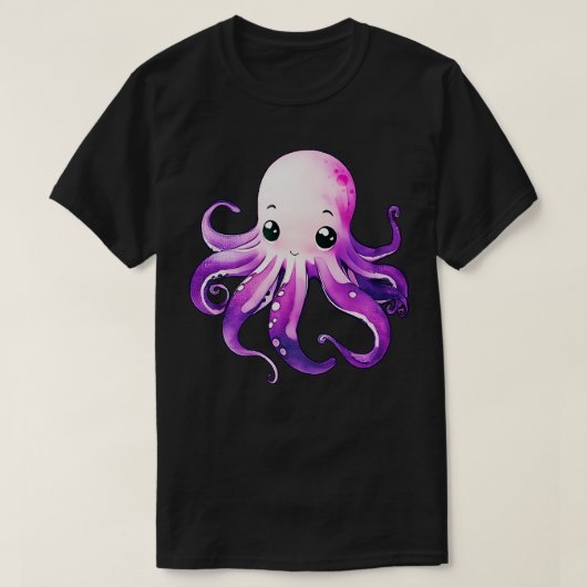 Cute Paarse Octopus T-shirt (Design voorkant)
