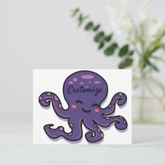 Cute Paarse Octopus Thunder_Cove Briefkaart (Staand voorkant)
