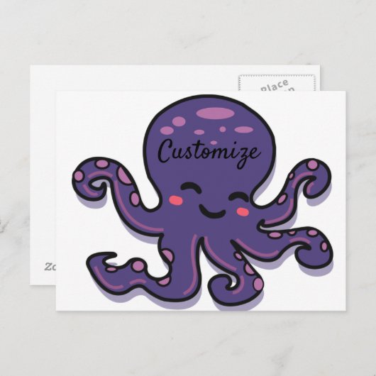 Cute Paarse Octopus Thunder_Cove Briefkaart (Voorkant / Achterkant)
