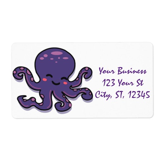 Cute Paarse Octopus Thunder_Cove Etiket (Voorkant)