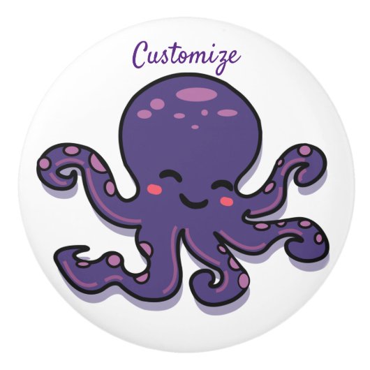 Cute Paarse Octopus Thunder_Cove Keramische Knop (Voorkant)