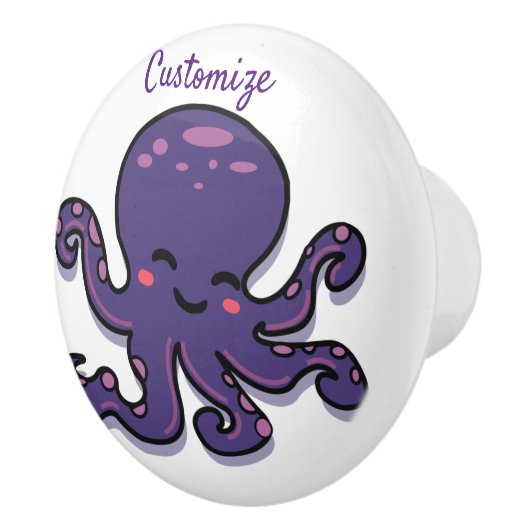 Cute Paarse Octopus Thunder_Cove Keramische Knop (Rechts)