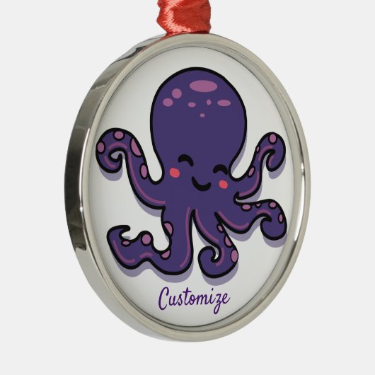 Cute Paarse Octopus Thunder_Cove Metalen Ornament (Rechts)