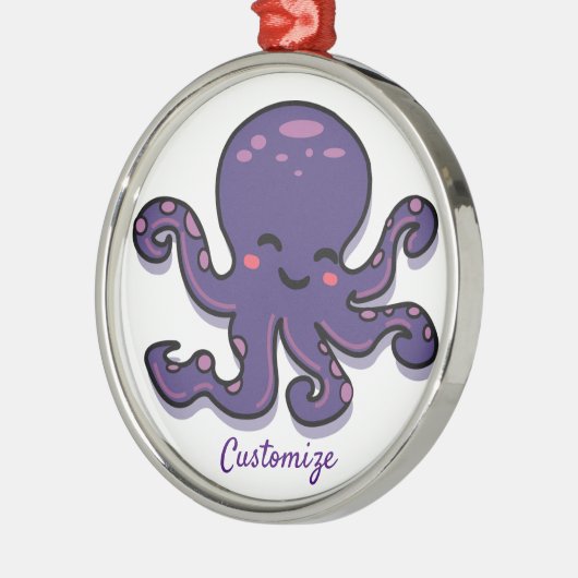 Cute Paarse Octopus Thunder_Cove Metalen Ornament (Links)