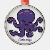 Cute Paarse Octopus Thunder_Cove Metalen Ornament (Voorkant)