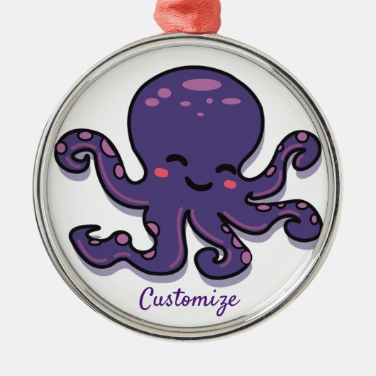 Cute Paarse Octopus Thunder_Cove Metalen Ornament (Voorkant)