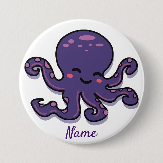 Cute Paarse Octopus Thunder_Cove Ronde Button 7,6 Cm (Voorkant)